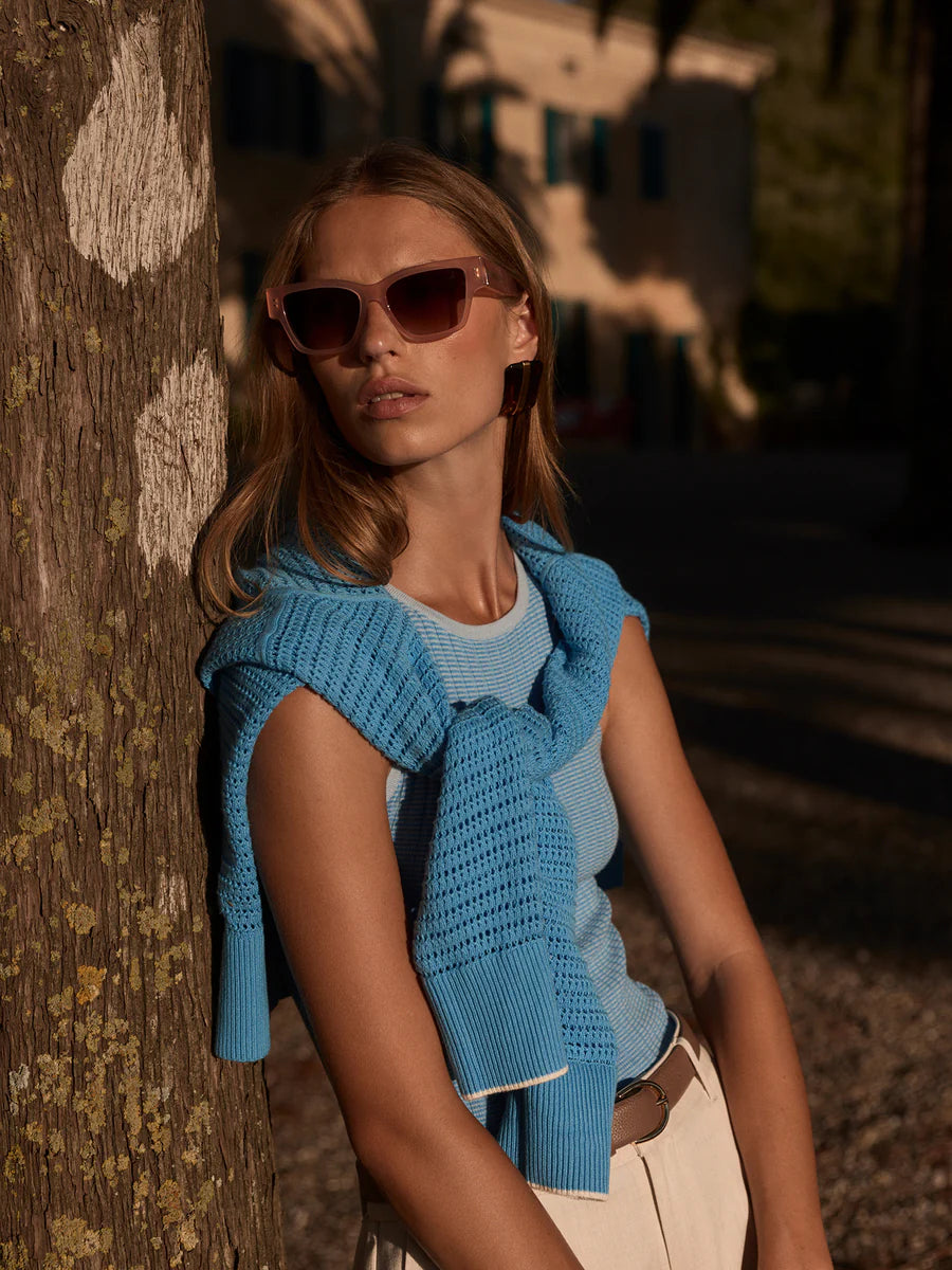 Hanson Rib Knit Tank - Mist Blue