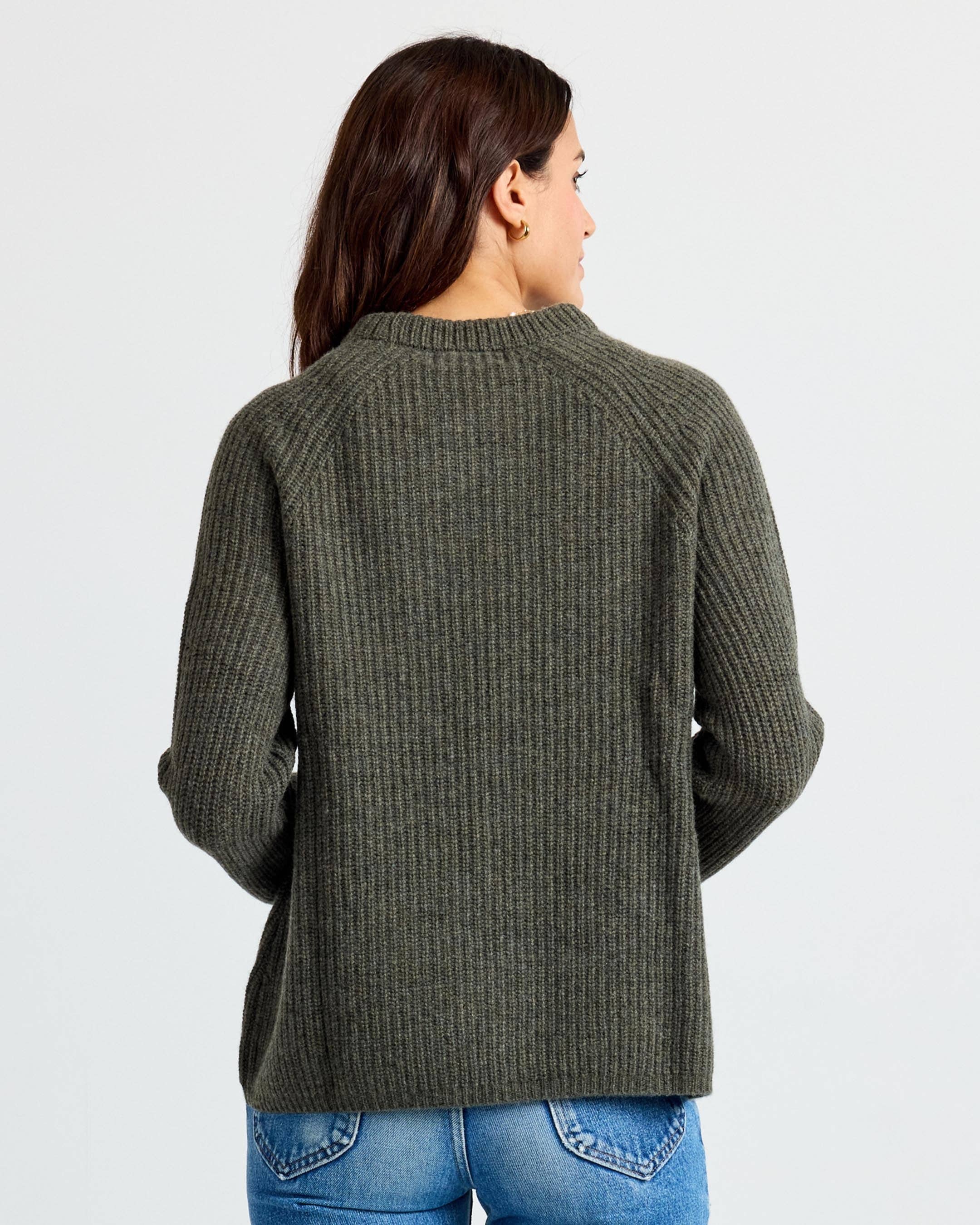 Cashmere Fisherman Crew - Dark Olive