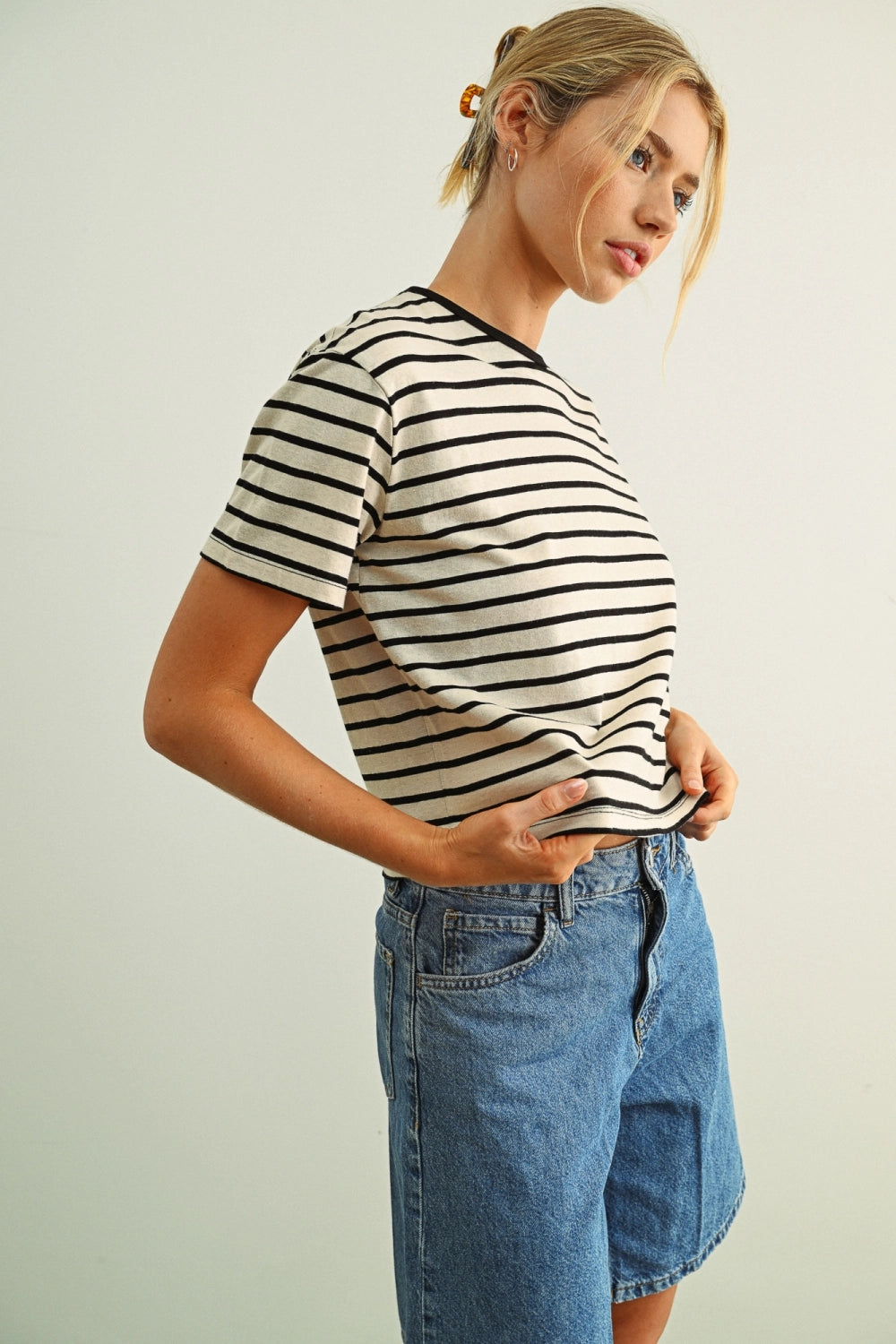 Striped Ringer Tee - Black