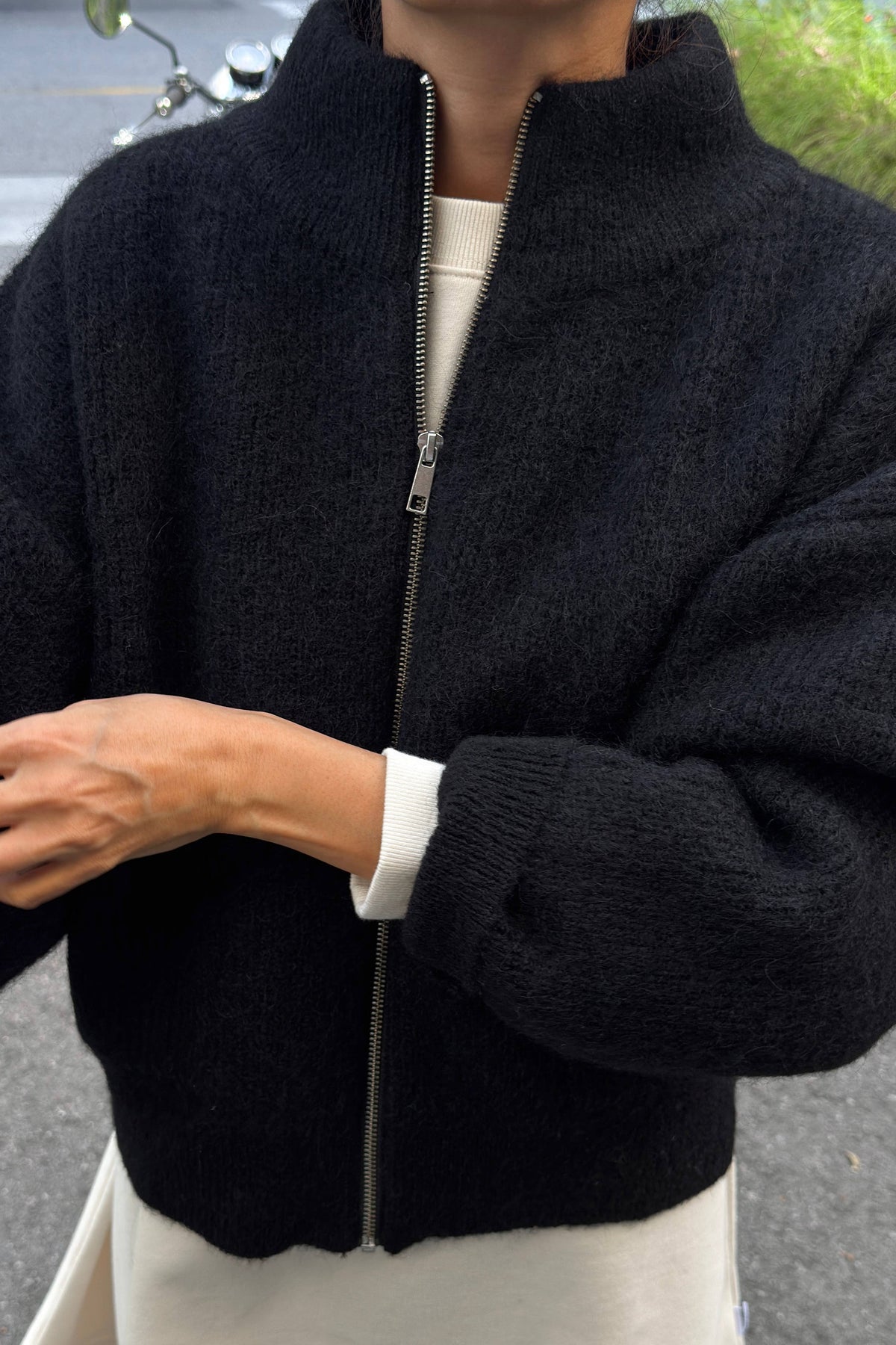 Alpaca Zip Front Jacket - Black