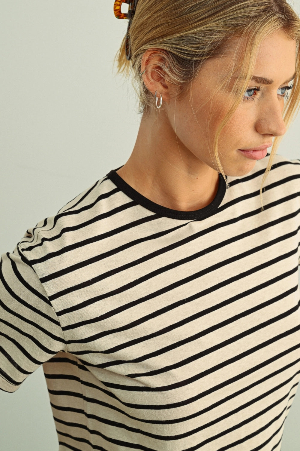 Striped Ringer Tee - Black