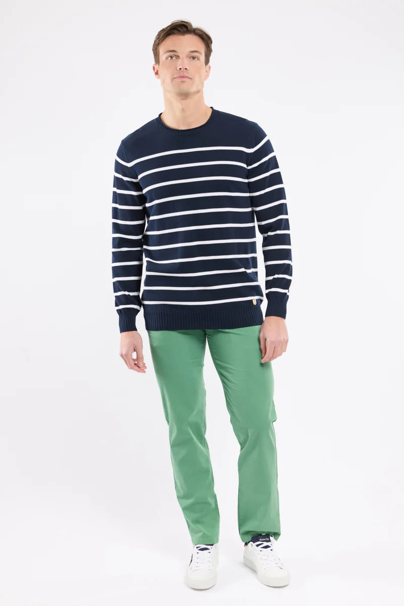 Héritage Striped Sweater - Cotton - Marine Deep / Blanc
