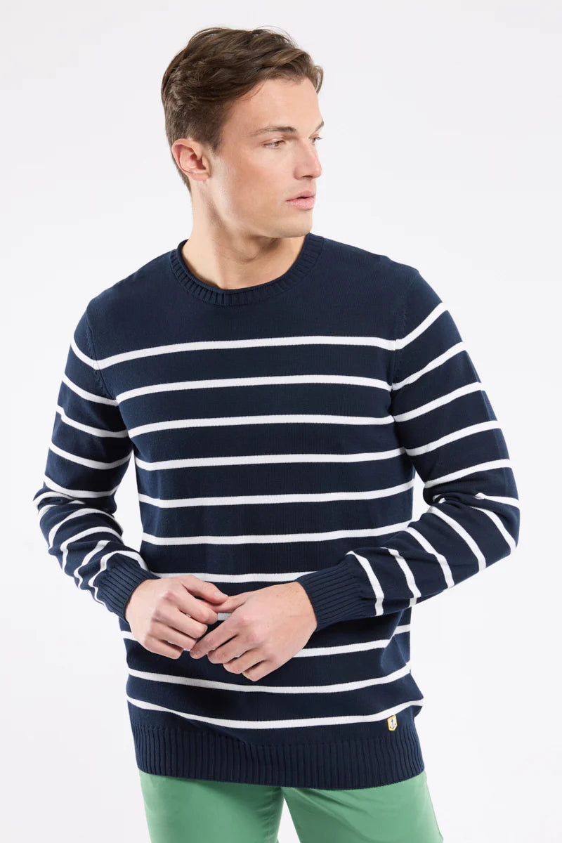 Héritage Striped Sweater - Cotton - Marine Deep / Blanc