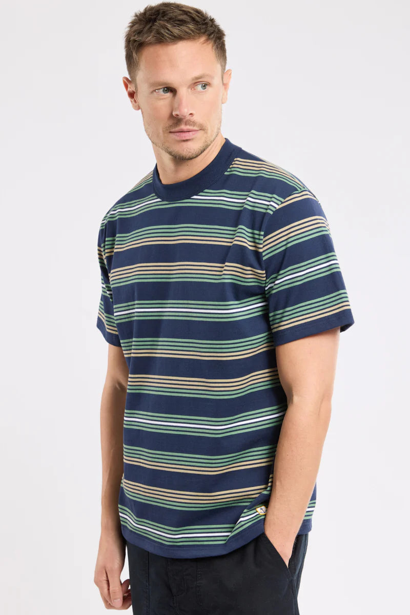 Heritage Striped T-Shirt - Organic Cotton - Marine Deep / Ivy / Treehouse