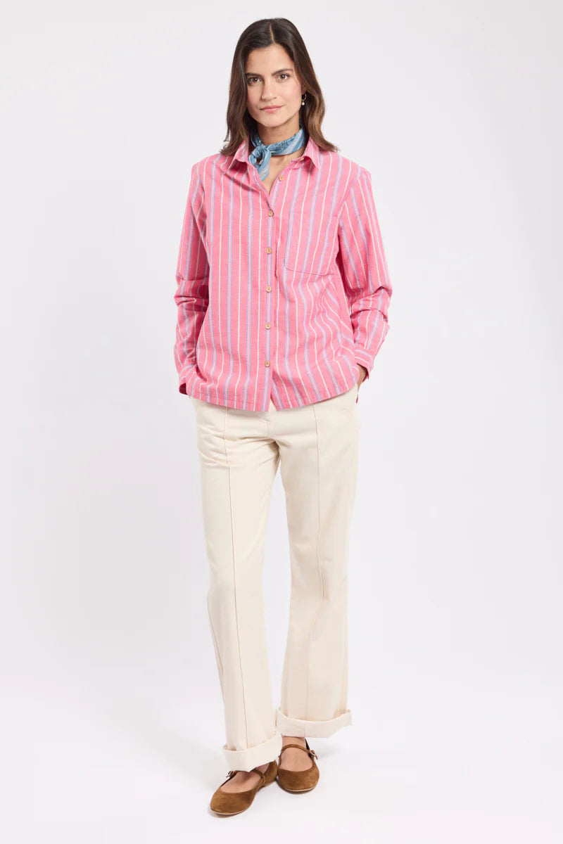 Striped Shirt - Cotton and Linen - Rayure Carminio/Mazarine