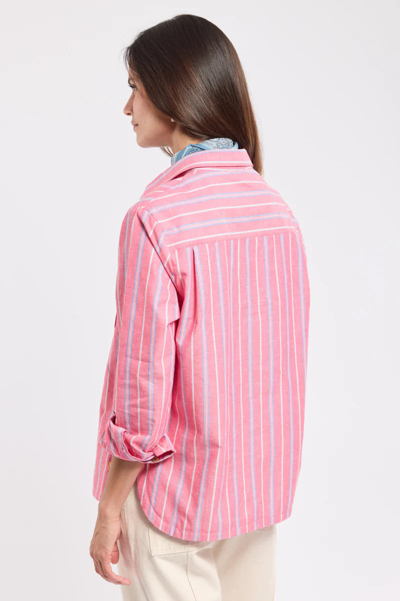 Striped Shirt - Cotton and Linen - Rayure Carminio/Mazarine