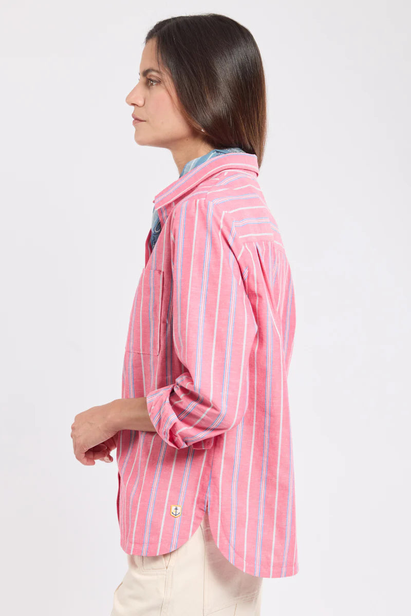 Striped Shirt - Cotton and Linen - Rayure Carminio/Mazarine