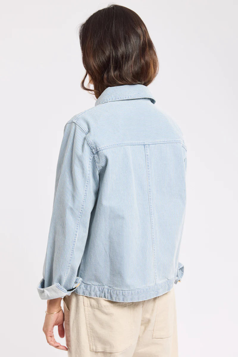 Striped Fisherman's Jacket - Cotton - Fines Rayures Denim/Blanc
