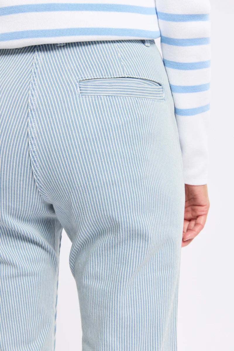 7/8 Striped Pants - Cotton - Fines Rayures Denim/Blanc