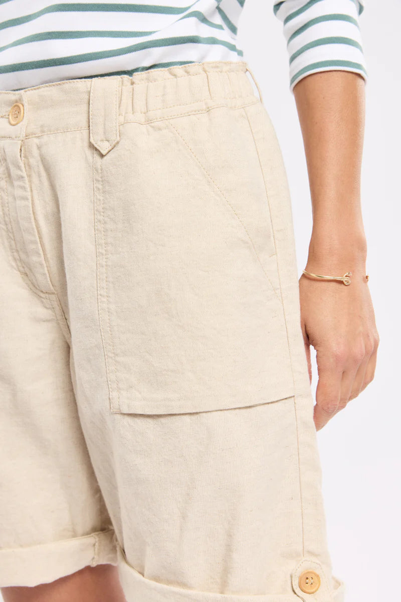 Elastic Waist Bermuda Shorts - Naturel