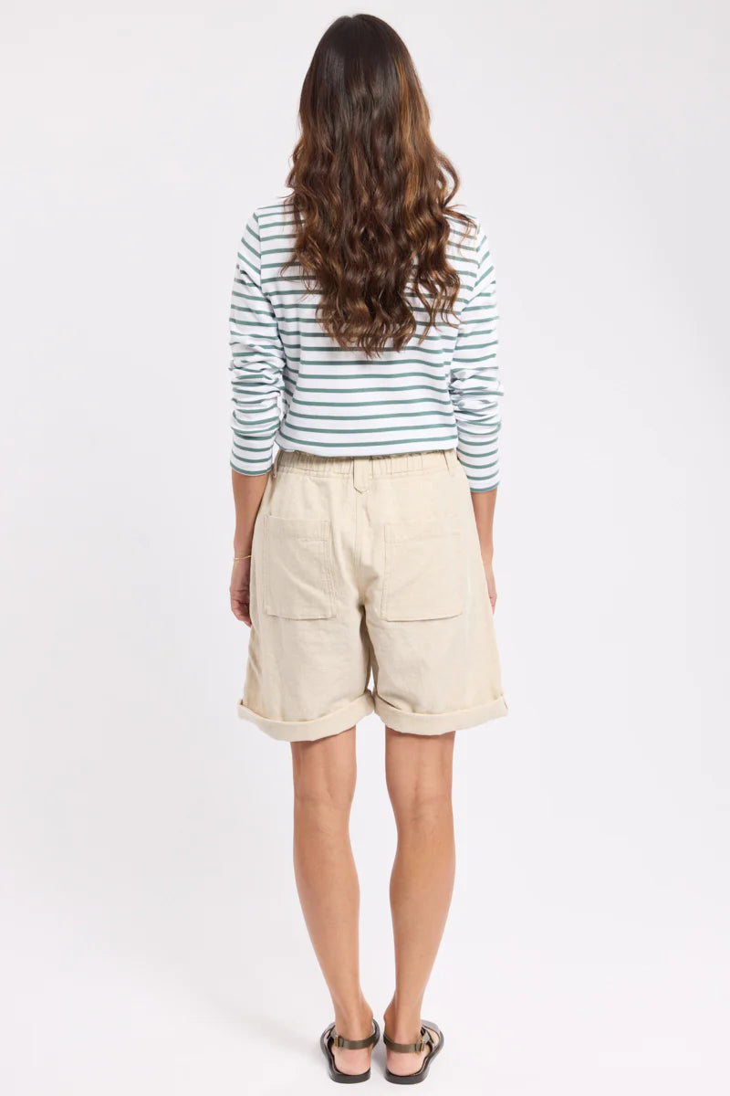 Elastic Waist Bermuda Shorts - Naturel
