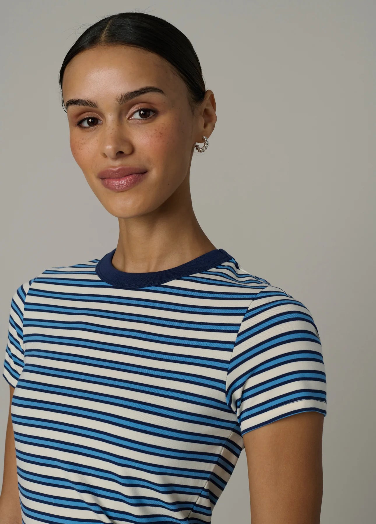 The Baby Tee - Ecru/Azure Stripe