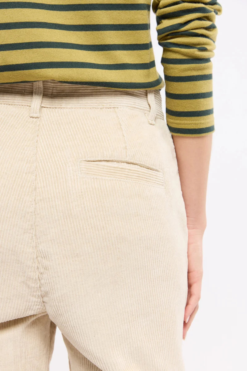 Wide-Leg Corduroy Trousers - Cotton and Linen - Beige Chiné