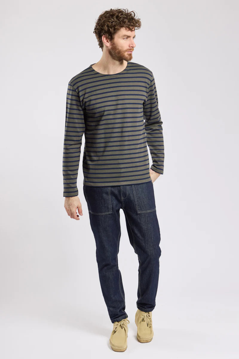 Breton Striped Shirt - Rustic Organic Cotton - Treehouse / Marine Deep