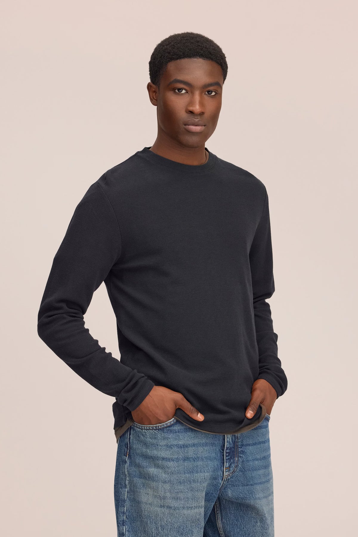 Clive - Waffle Knit Tee - Black