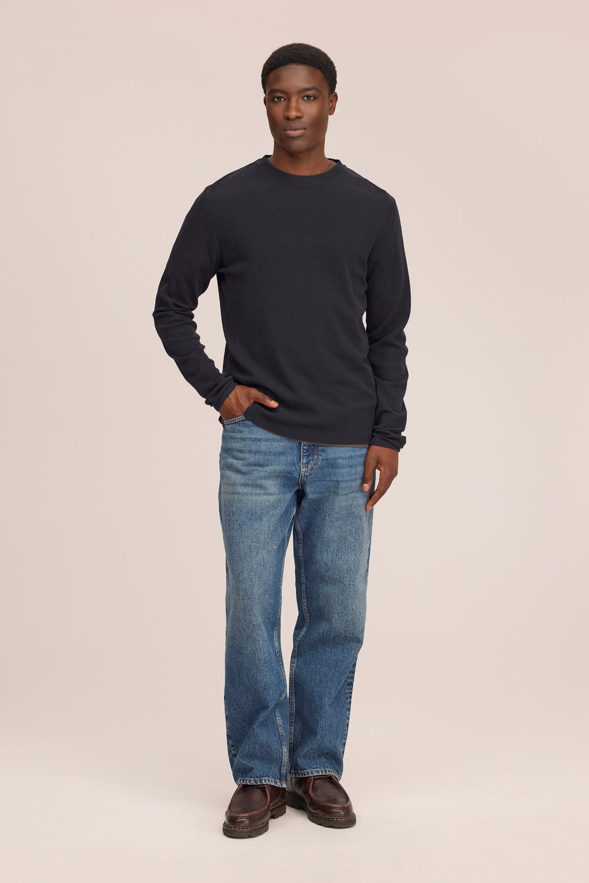 Clive - Waffle Knit Tee - Black