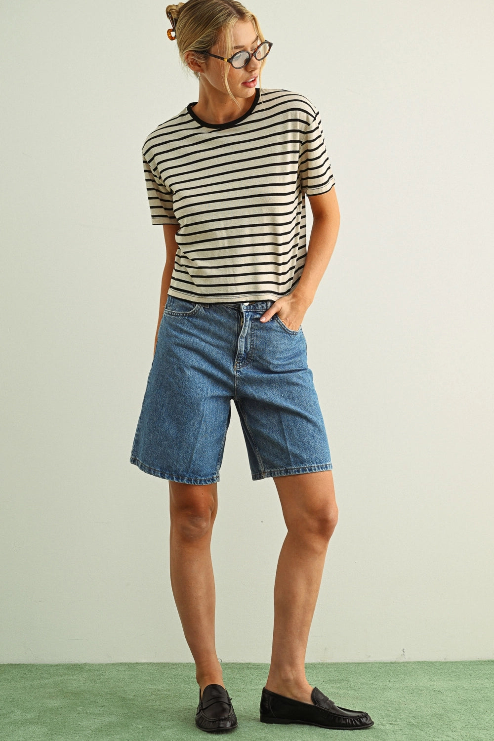 Striped Ringer Tee - Black