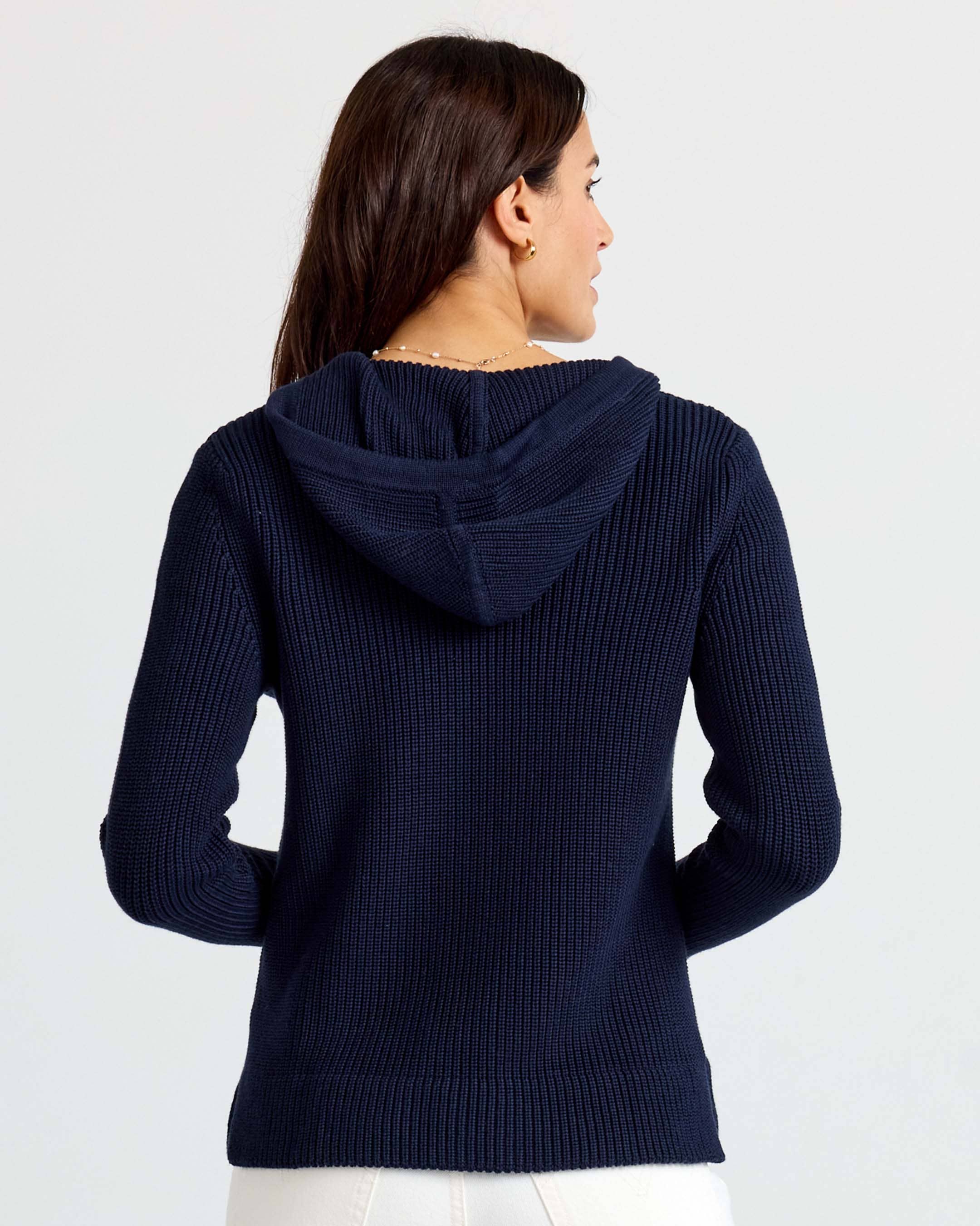 Cotton Fisherman Hoodie - Navy