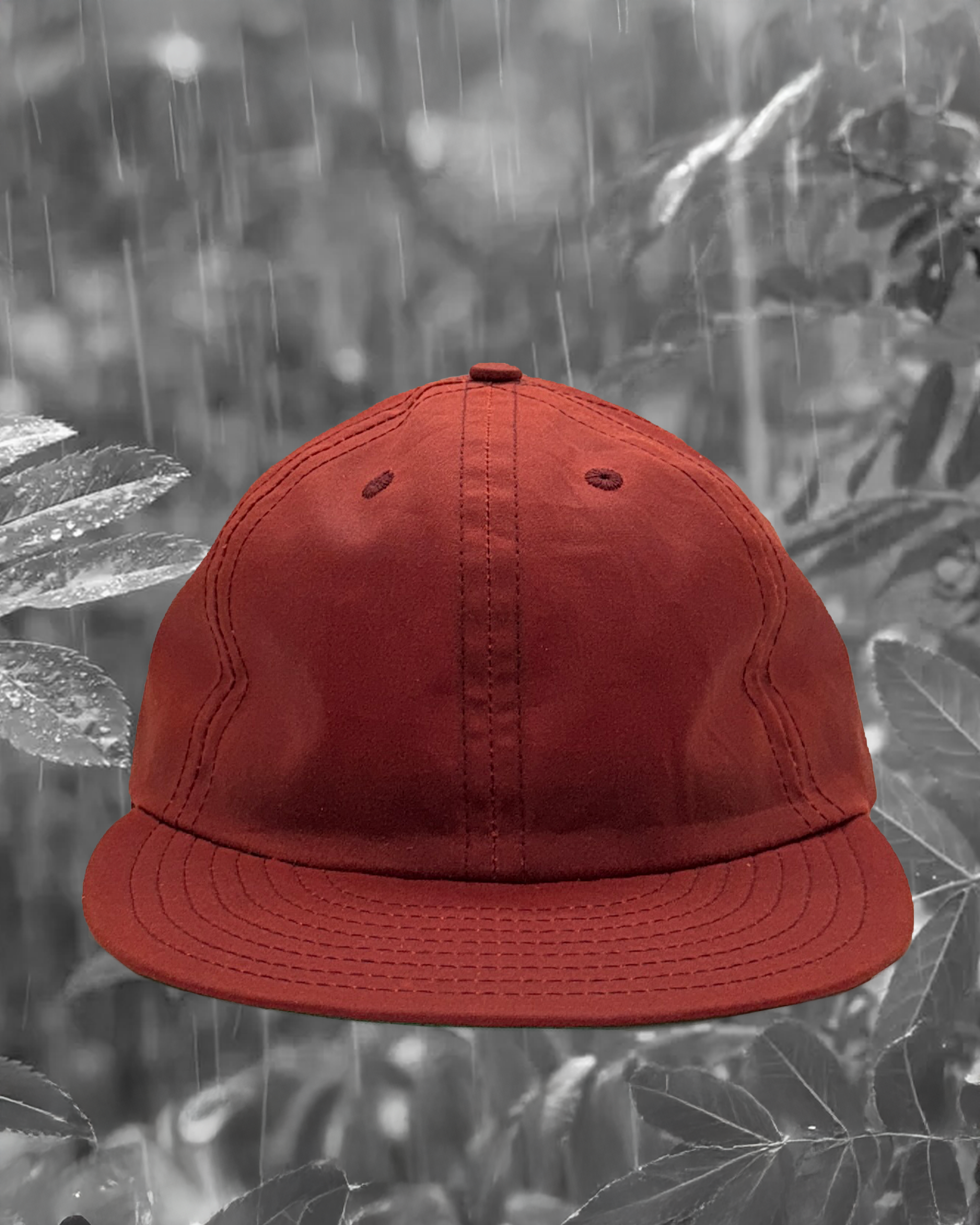 Soft Brim Ball Cap - British Millerain Waxed Cotton - Dark Red