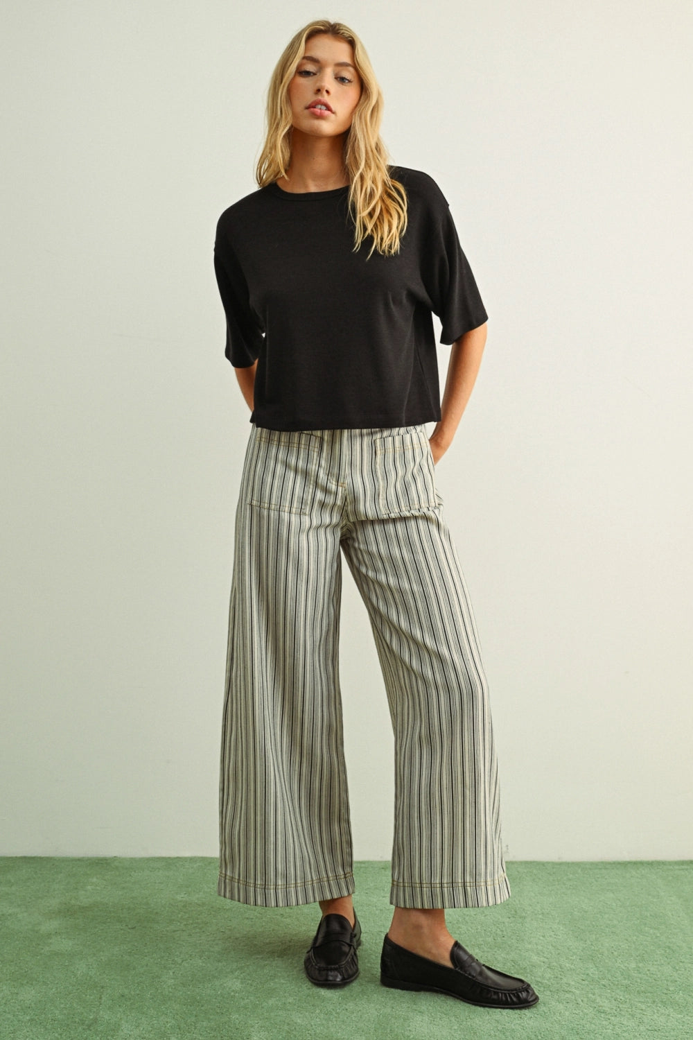 Brushed Knit Boxy Tee - Charcoal