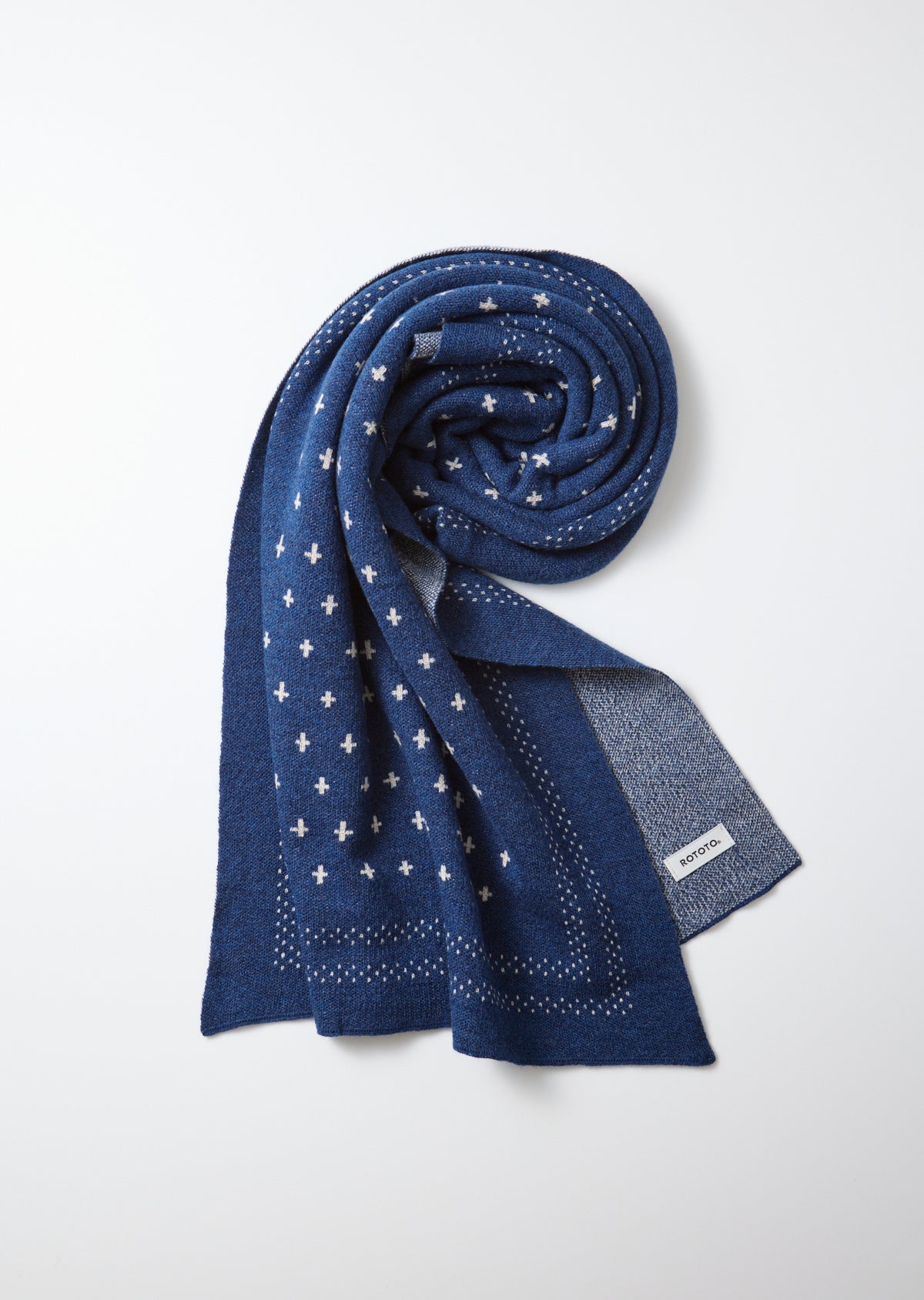 Merino Cotton Bandana Scarf - Navy Blue