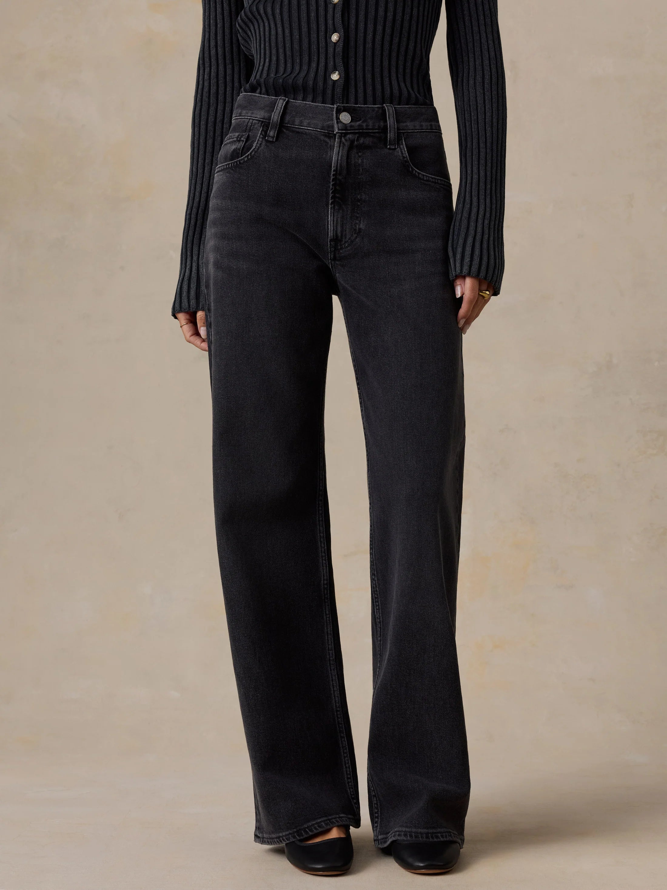 Regenerative Cotton Denim Wide Leg - Black Quarry Wash