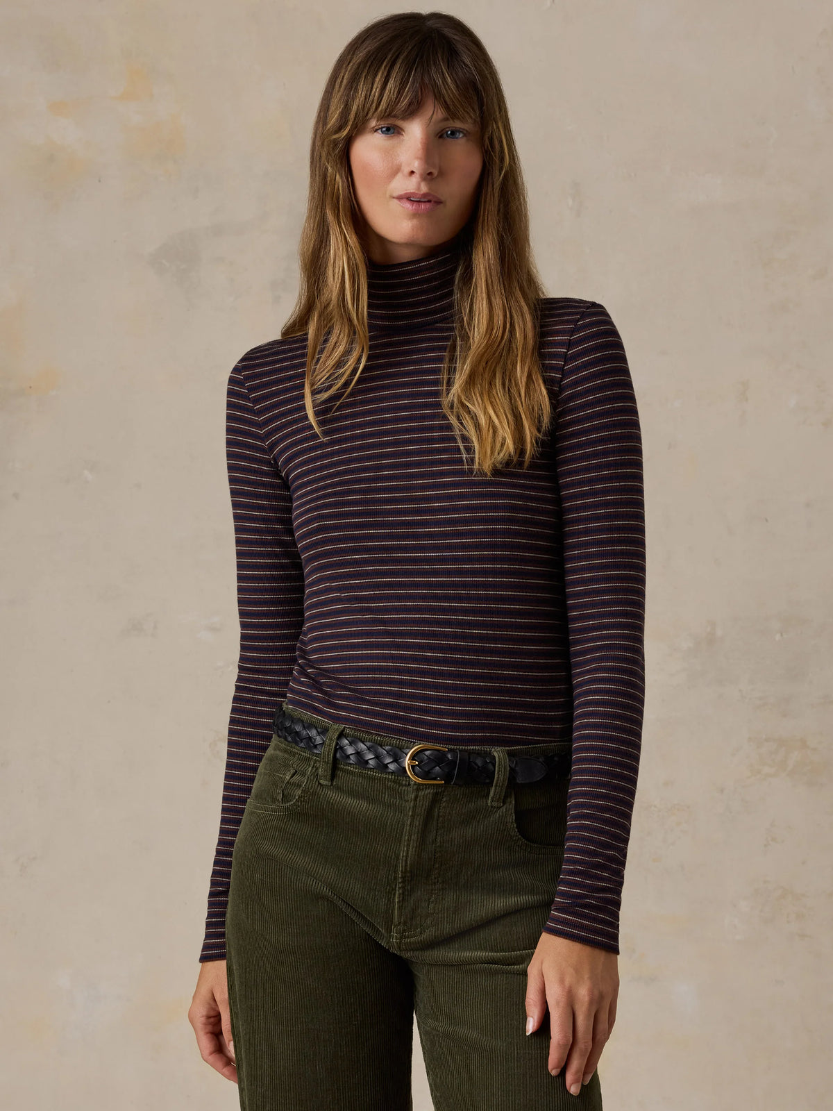 Featherweight Freestyle Turtleneck - Midnight Wine Stripe