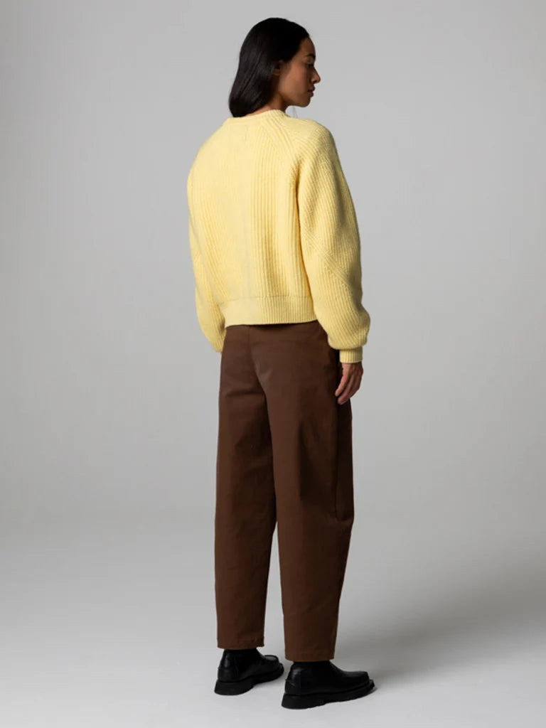 Women's Amy Powney + Finisterre Fisherman Rib Crew Neck Sweater - Butter Yellow