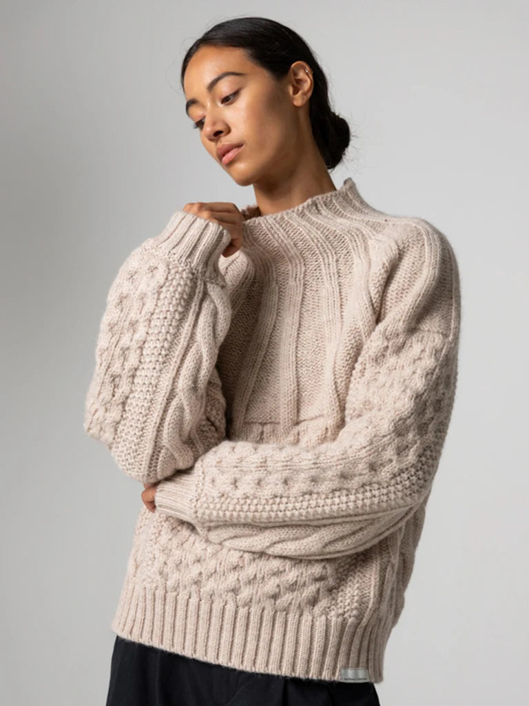 Amy Powney + Finisterre Women's Aran Knit Sweater - Oatmeal