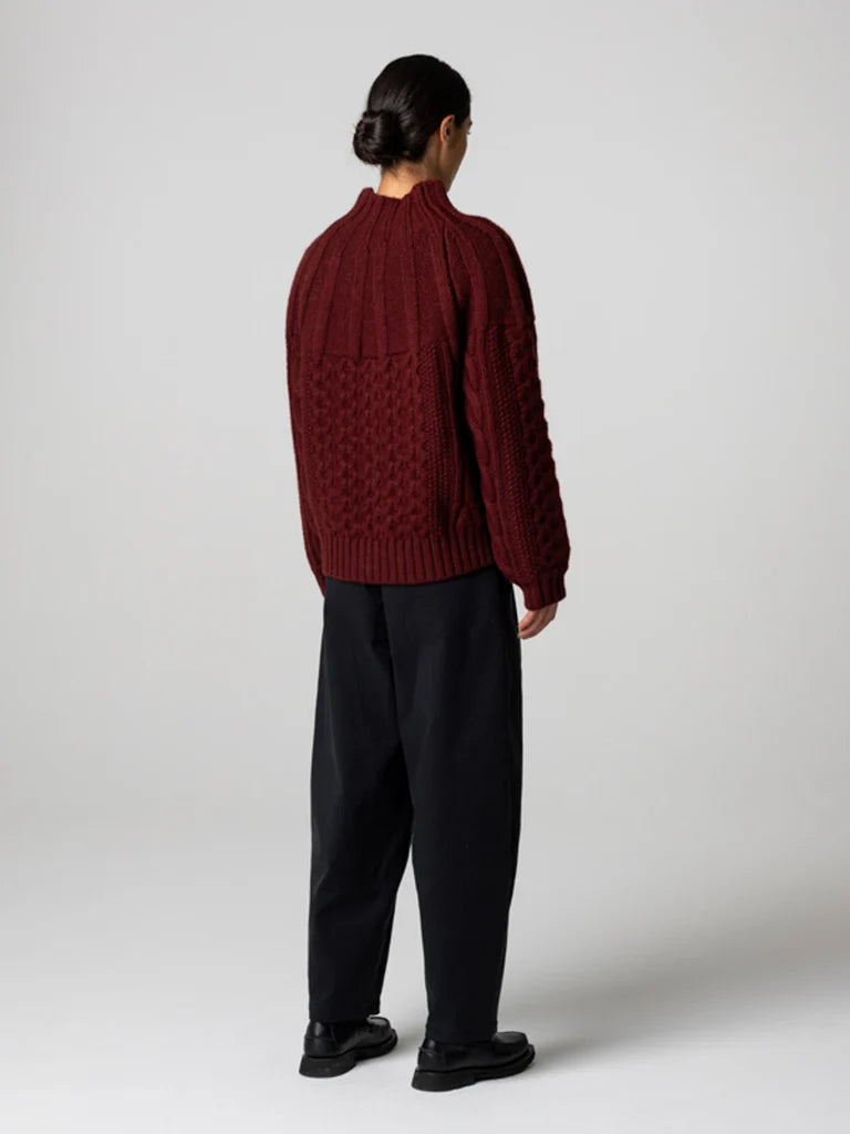 Amy Powney + Finisterre Women's Aran Knit Sweater - Cherrywood