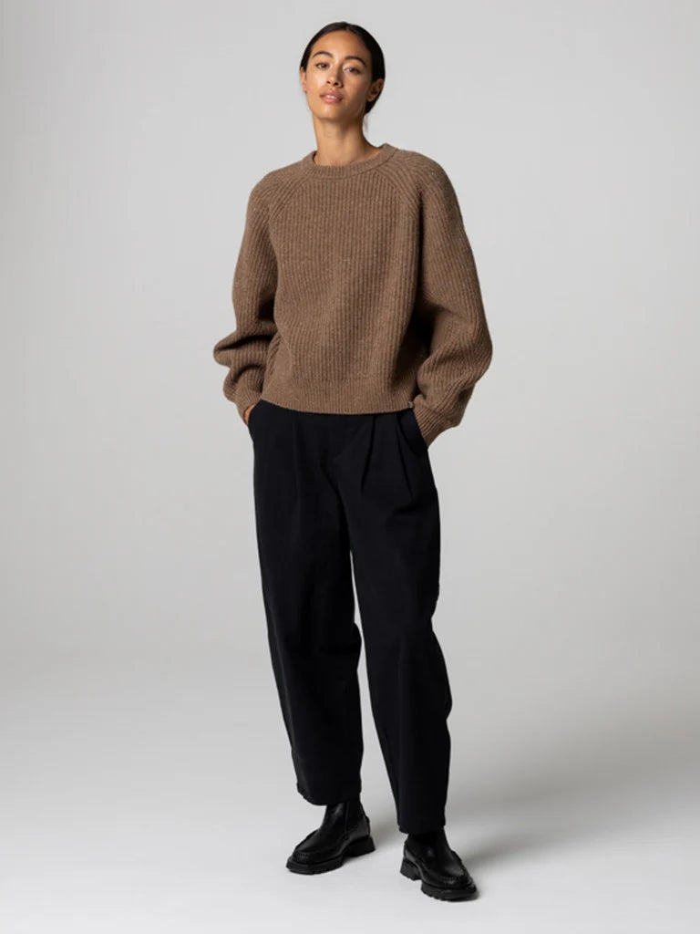 Women's Amy Powney + Finisterre Fisherman Rib Crew Neck Sweater - Earth