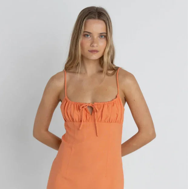 Andie Gathered Mini Dress - Peach