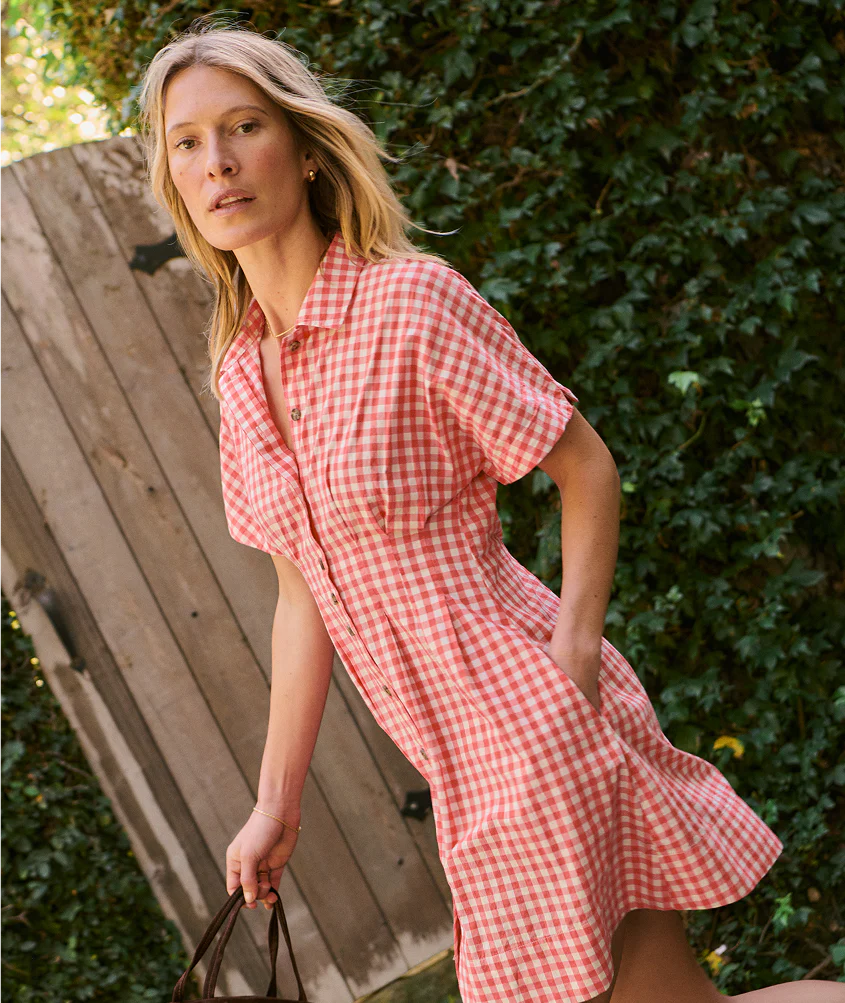 Arden Mini Shirt Dress - Cherry Gingham