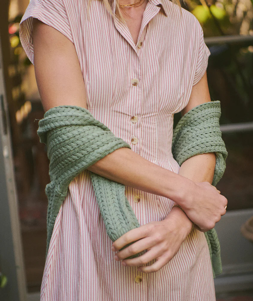 Arden Midi Shirt Dress - Rust/White Stripe