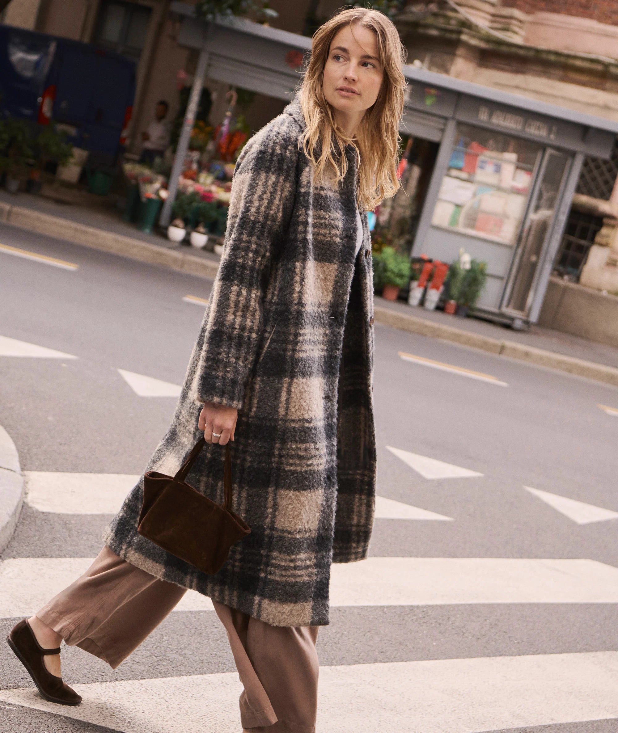 Aspen Coat - Black/Oat Plaid