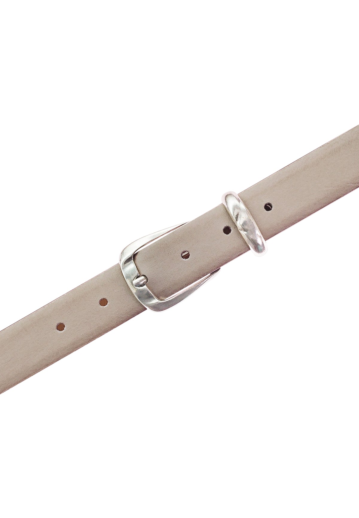 Iona 30 mm Full Grain Leather Belt - Cream with Silver