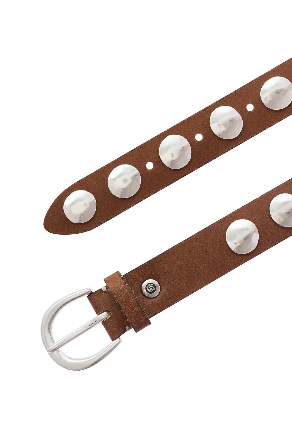Luna Silver 35mm Leather Belt - Cognac