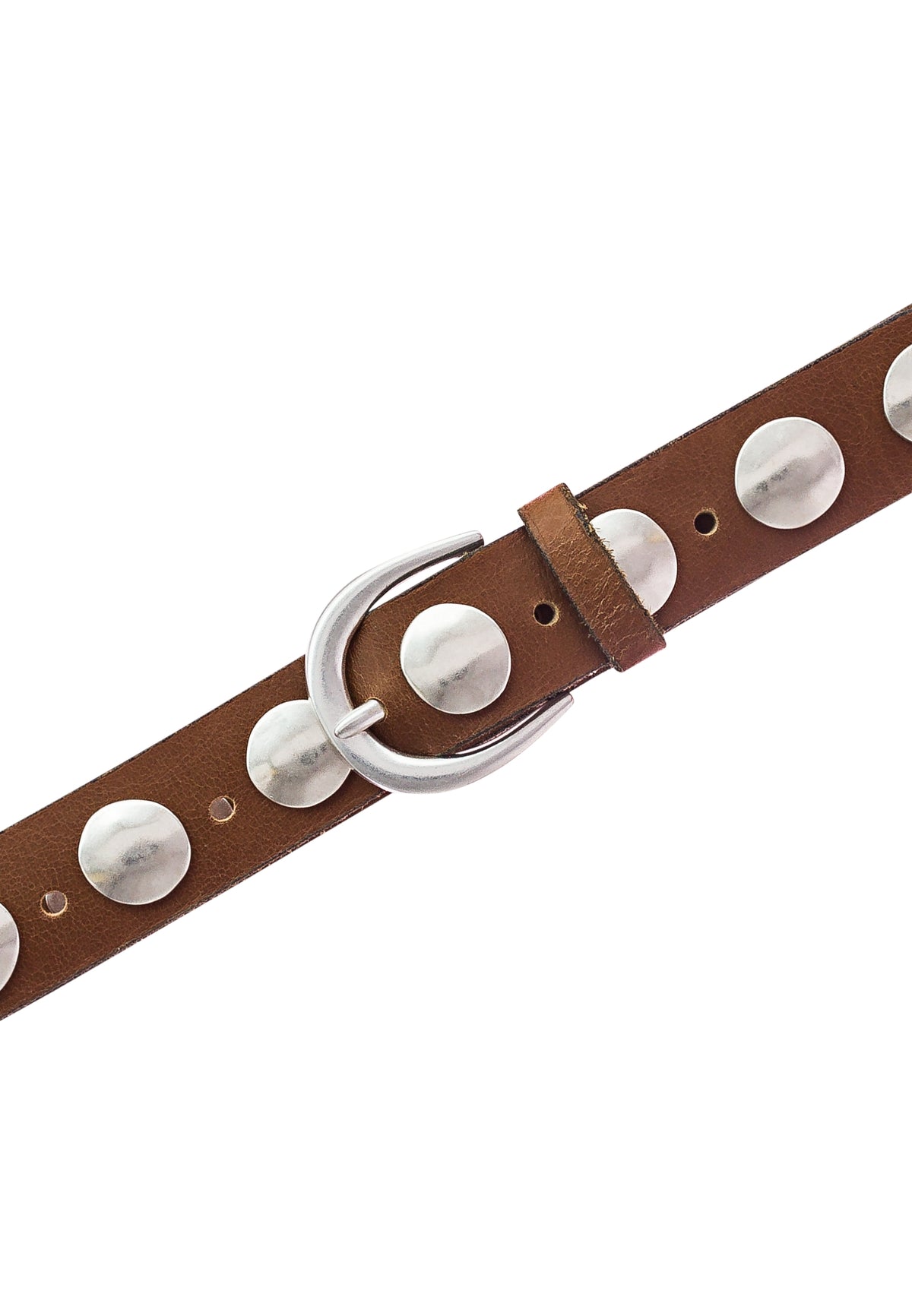 Luna Silver 35mm Leather Belt - Cognac