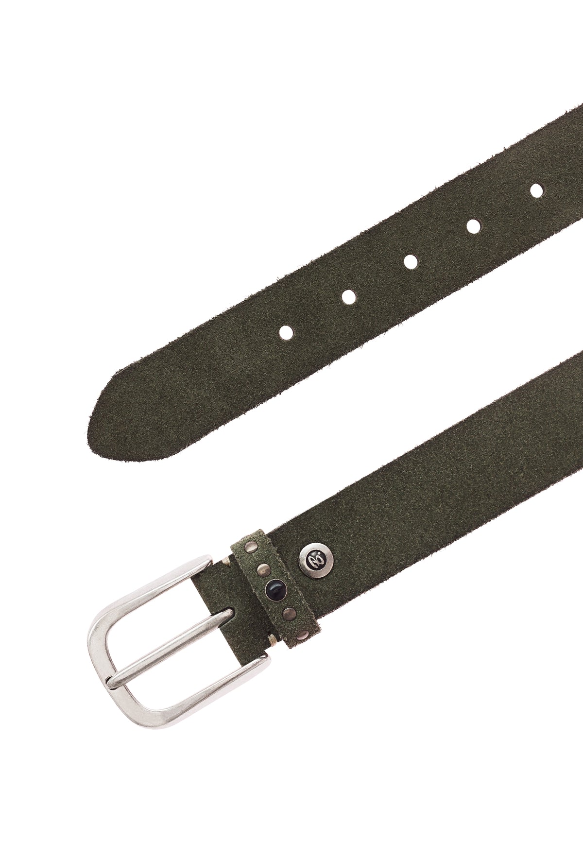 Velisa Silver 35mm Suede Belt - Olive