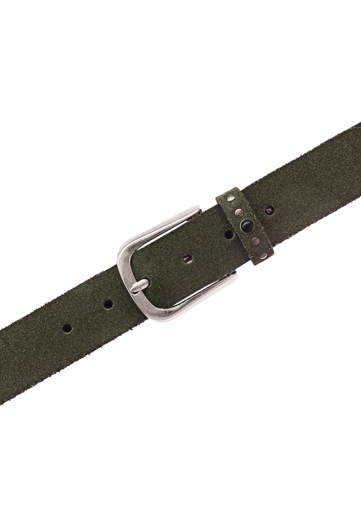 Velisa Silver 35mm Suede Belt - Olive