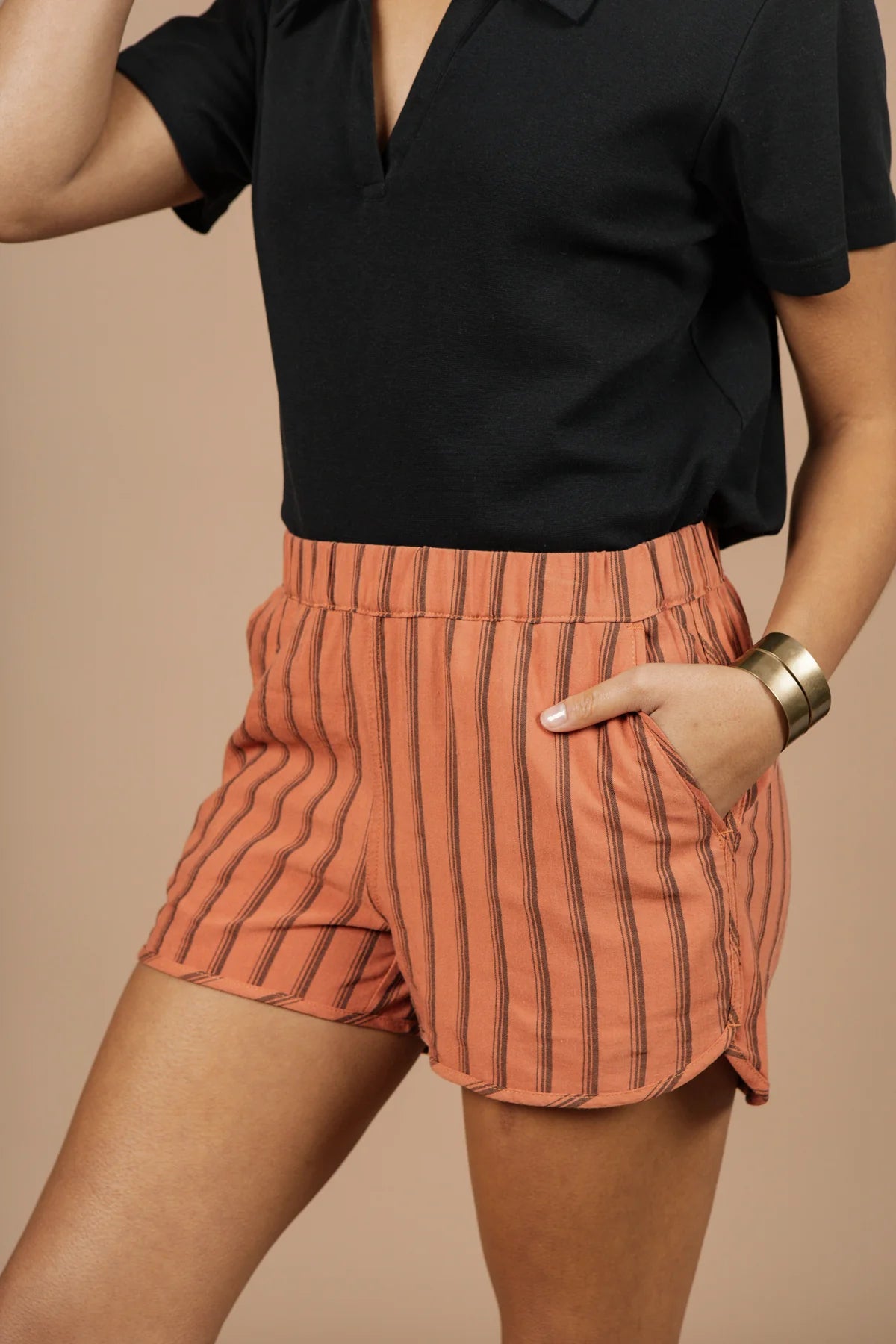 The Luca Track Short - Rust Stripe