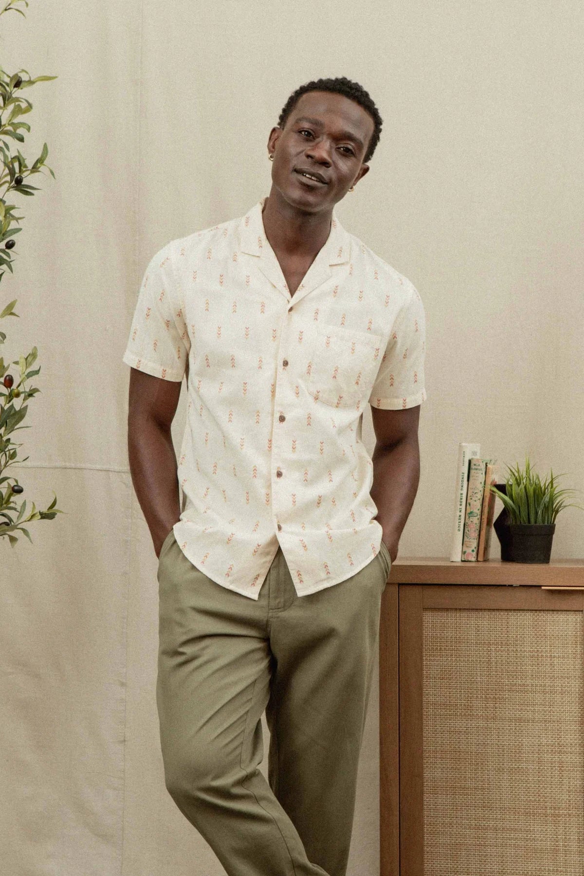 Collins Slim Shirt - Dune Chevron