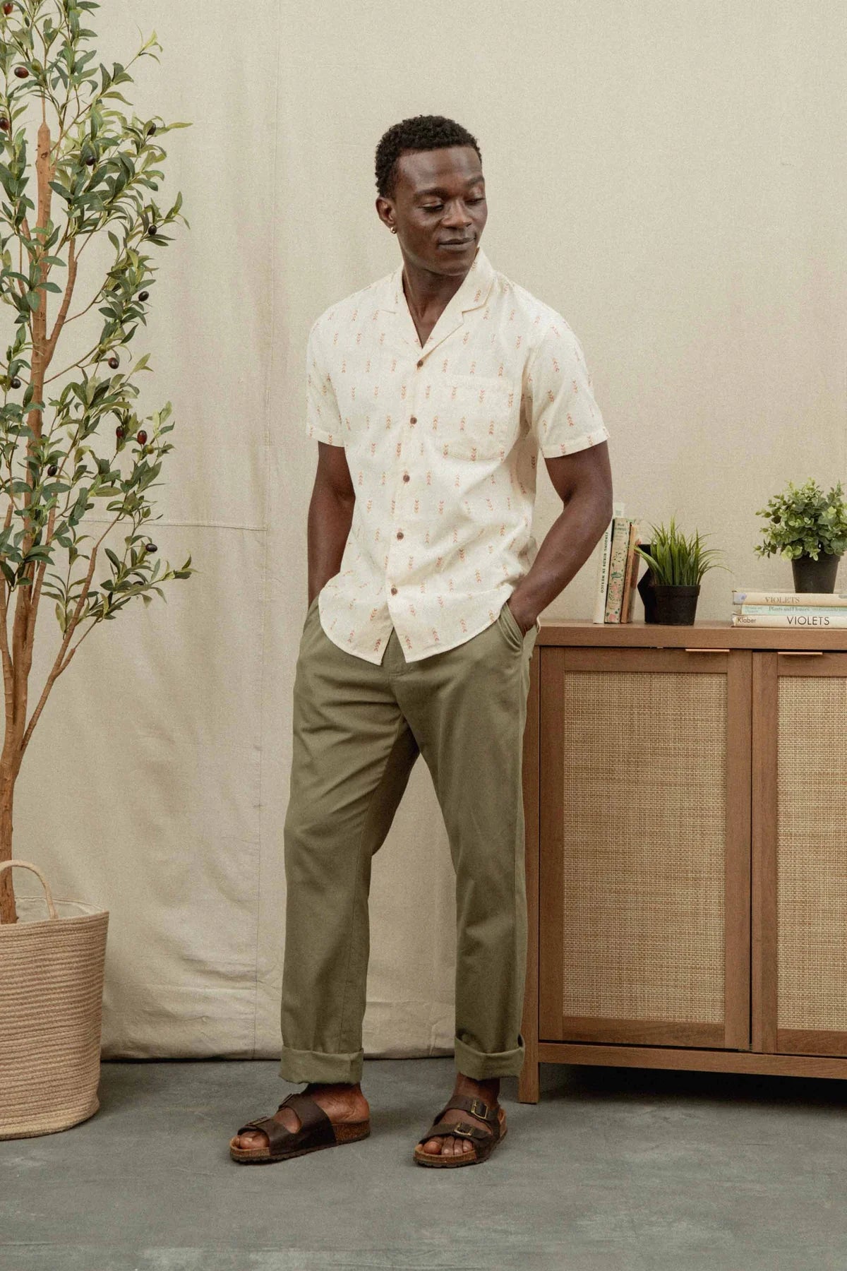 Collins Slim Shirt - Dune Chevron