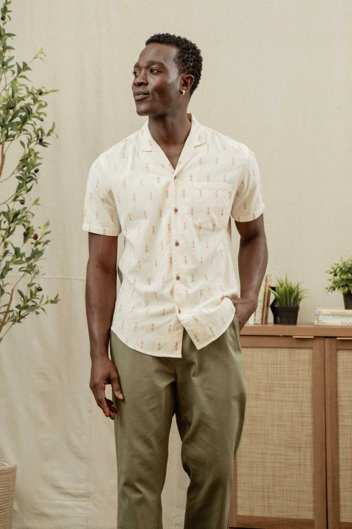 Collins Slim Shirt - Dune Chevron