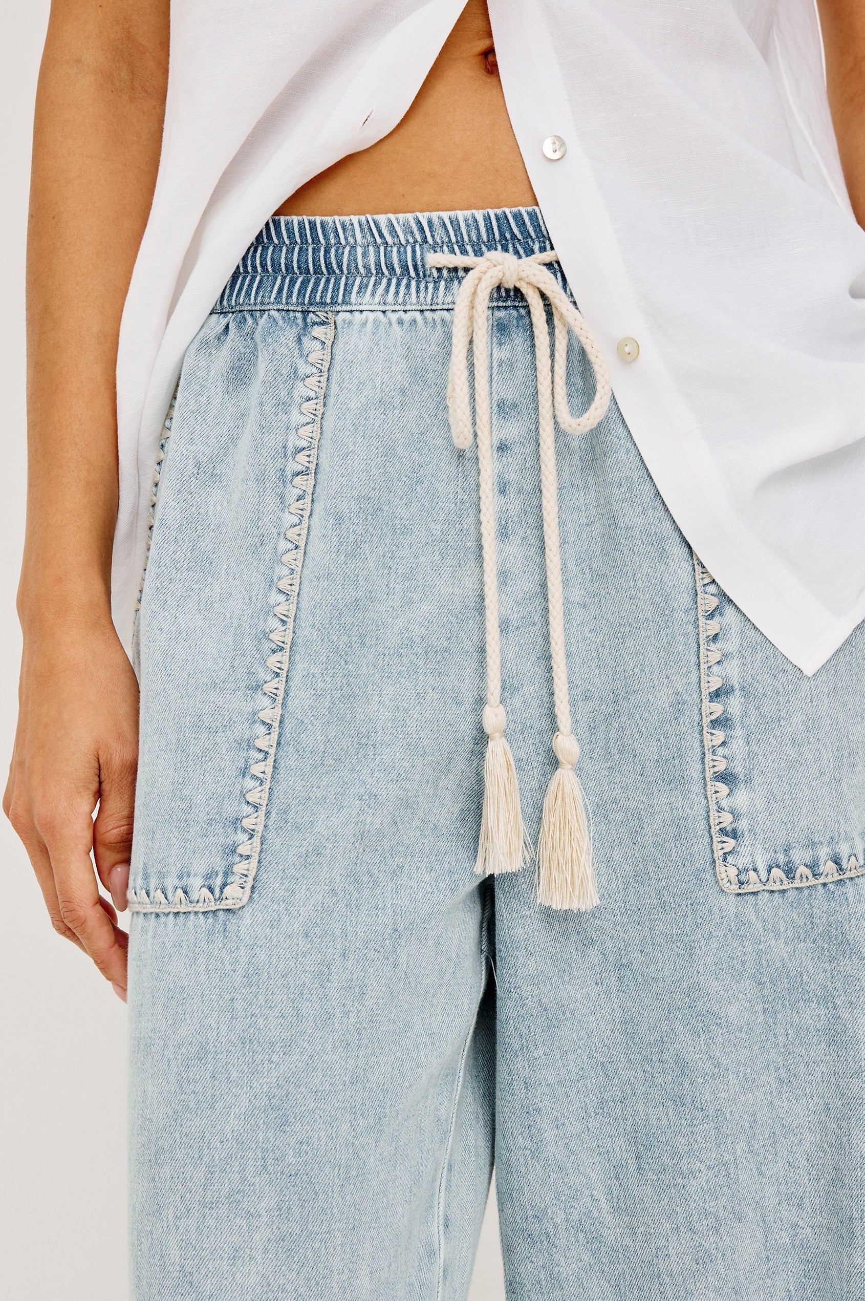 Campo Pant - Bleached Indigo Blanket Stitch
