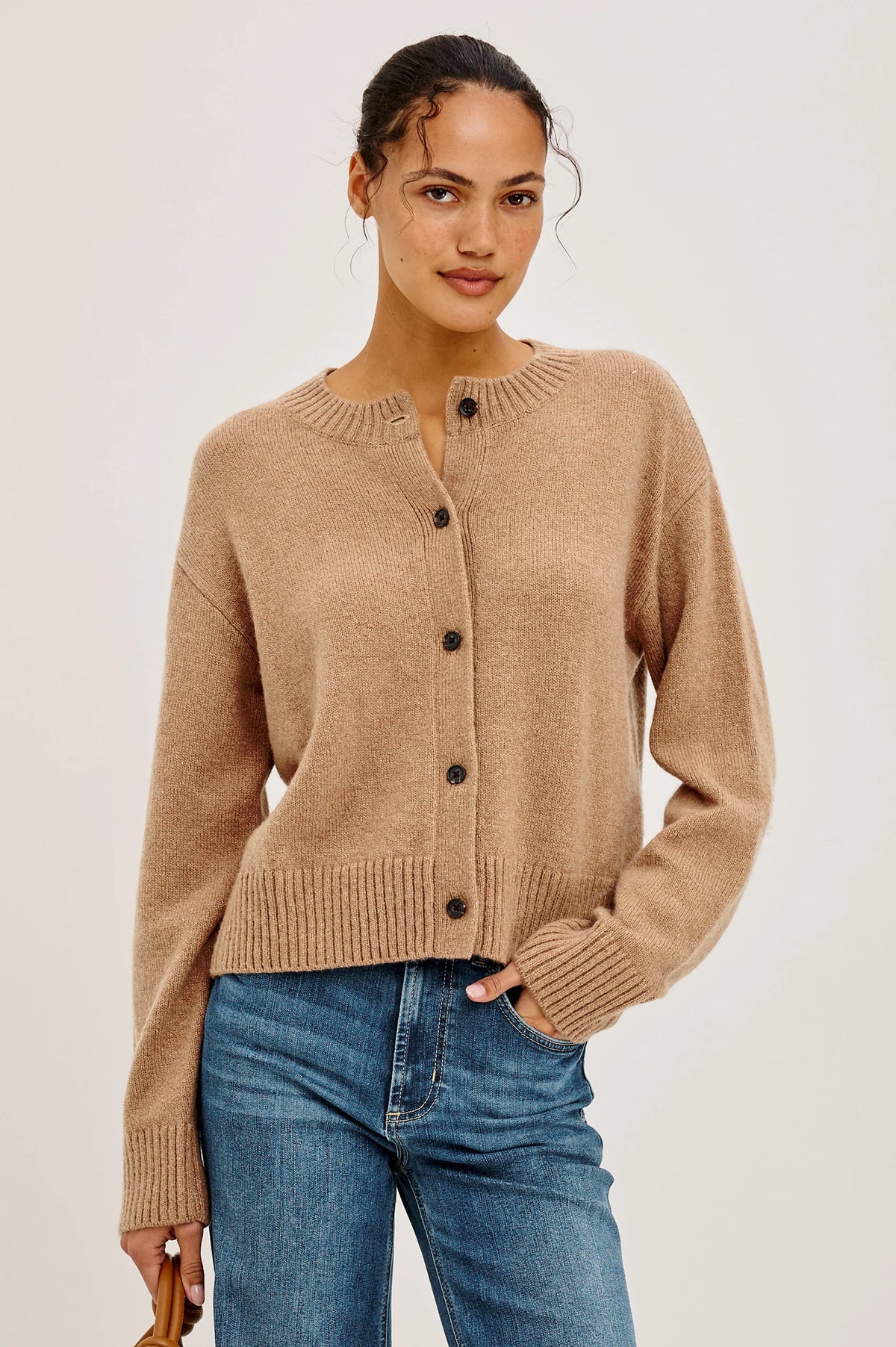 Carre Cardigan - Heather Camel