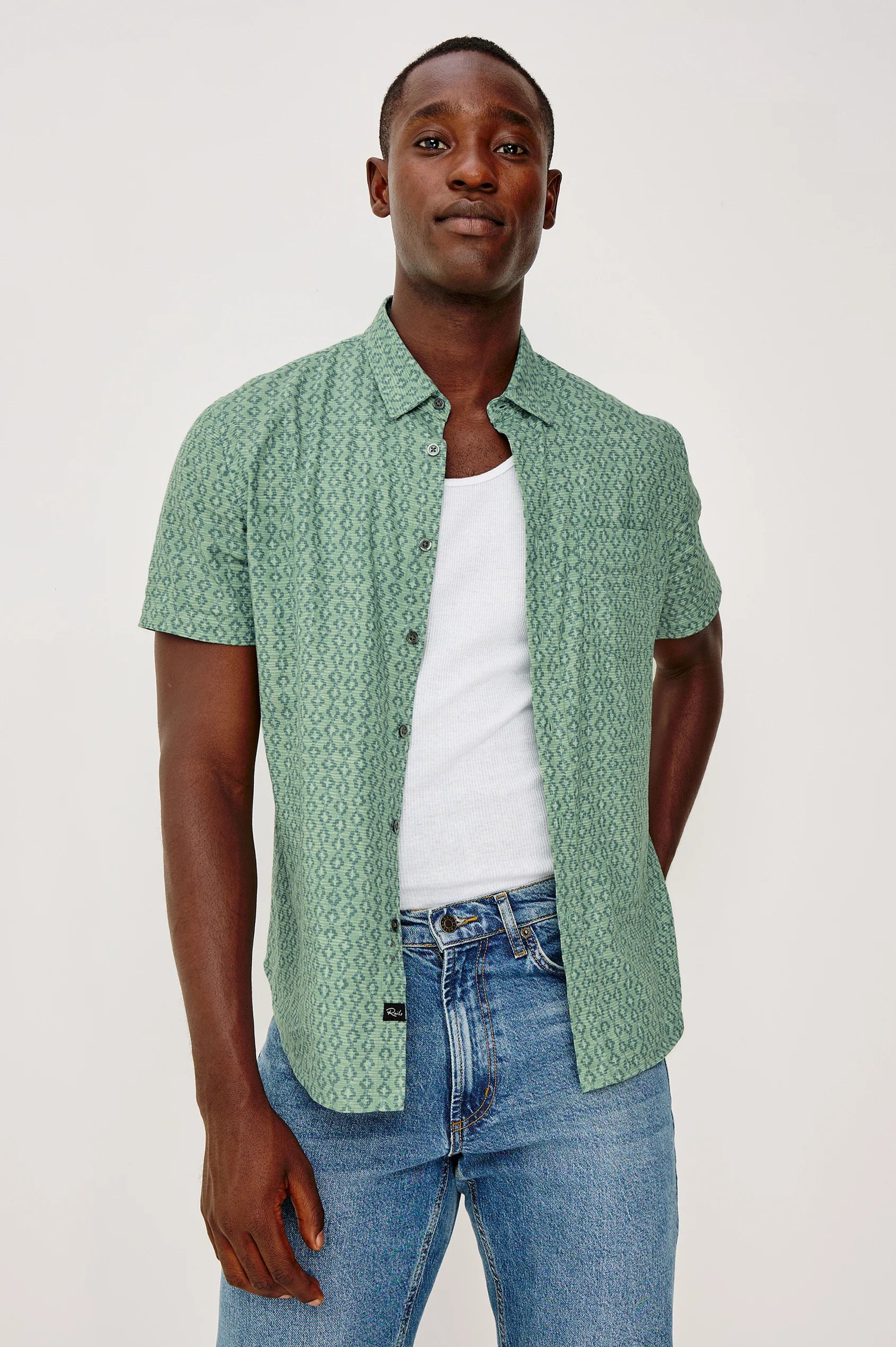 Carson Shirt - Wavy Batik Aqua