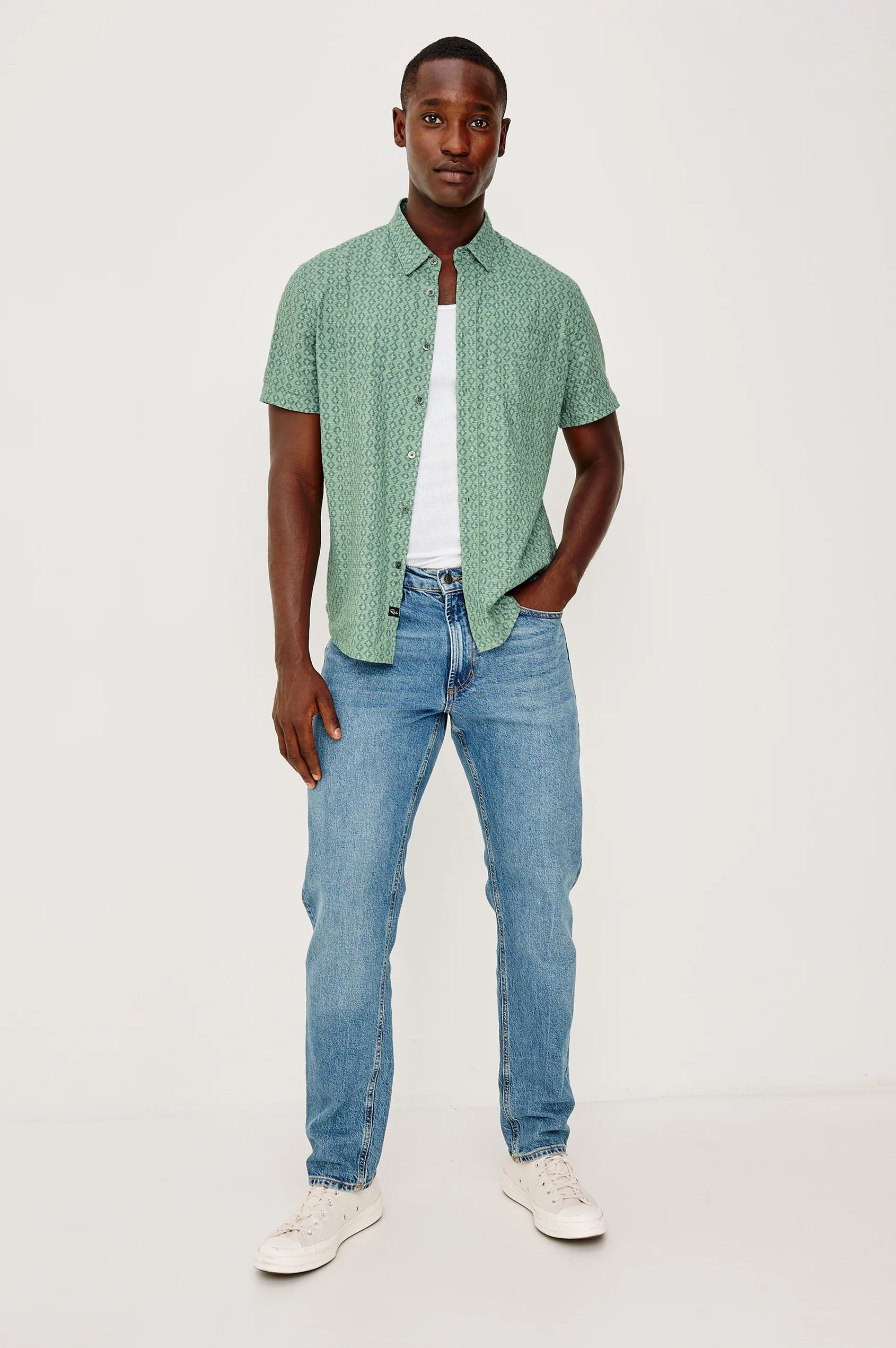 Carson Shirt - Wavy Batik Aqua
