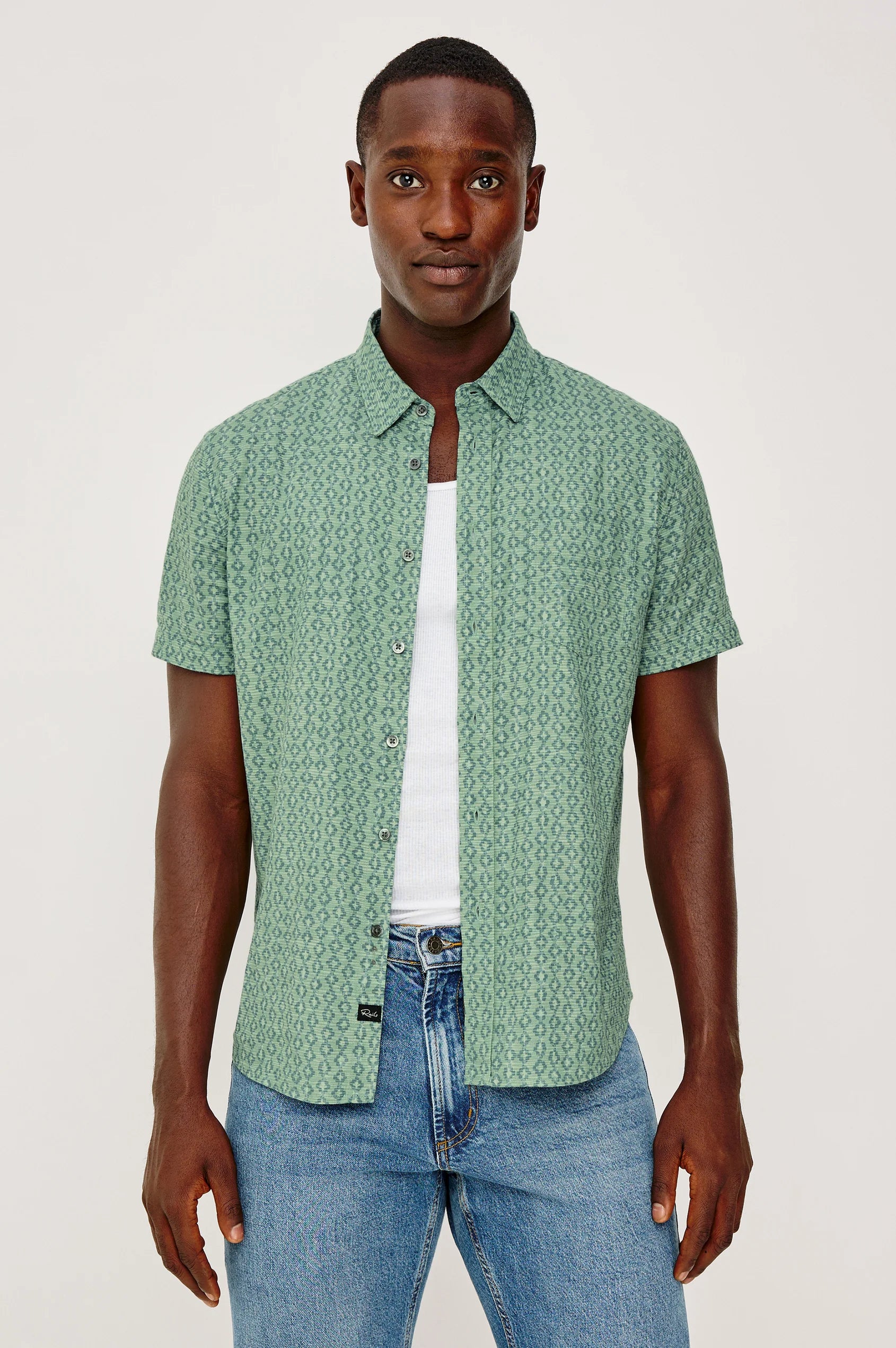 Carson Shirt - Wavy Batik Aqua