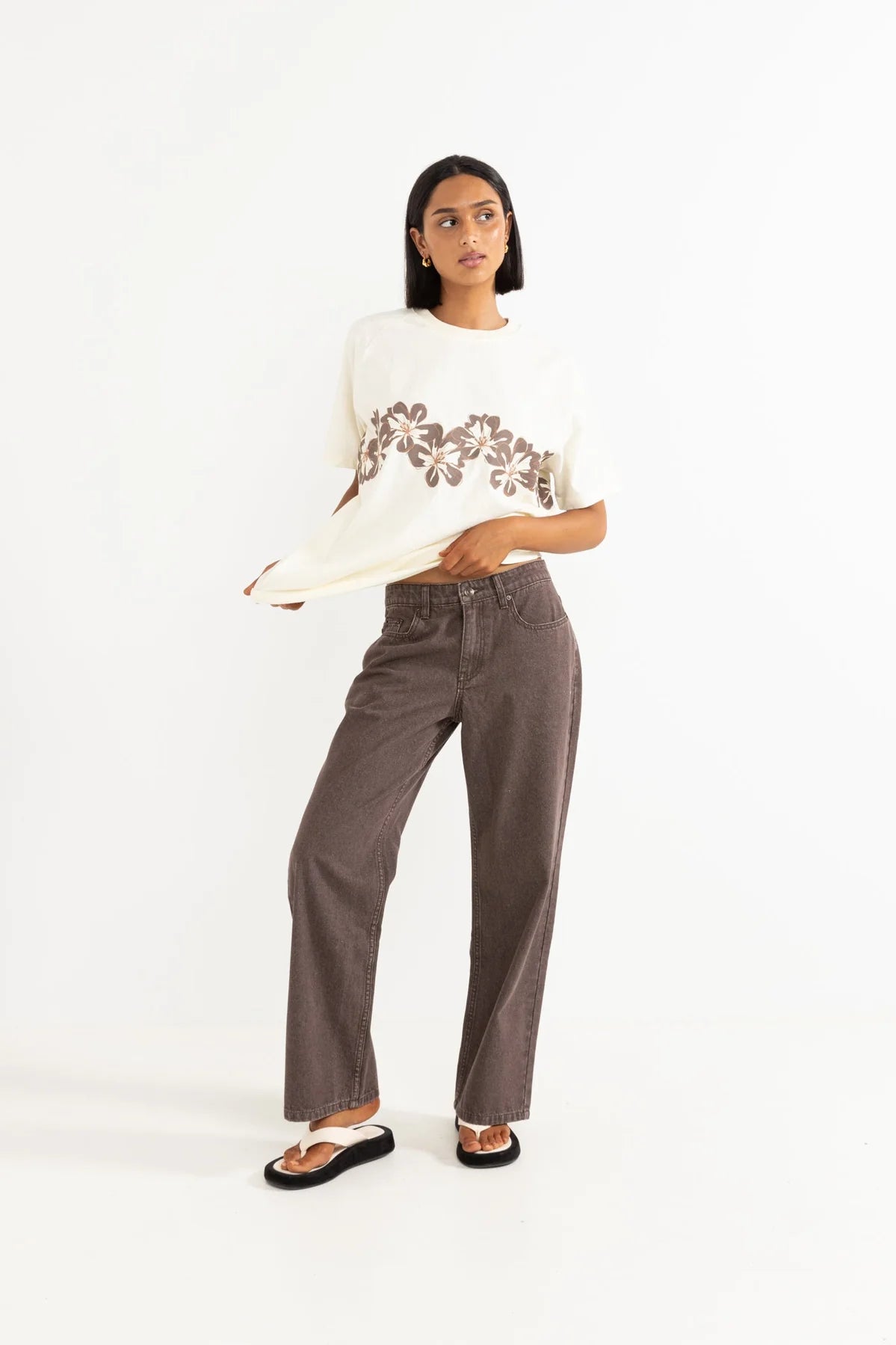 Charlie Low Rise Denim Jean - Chocolate